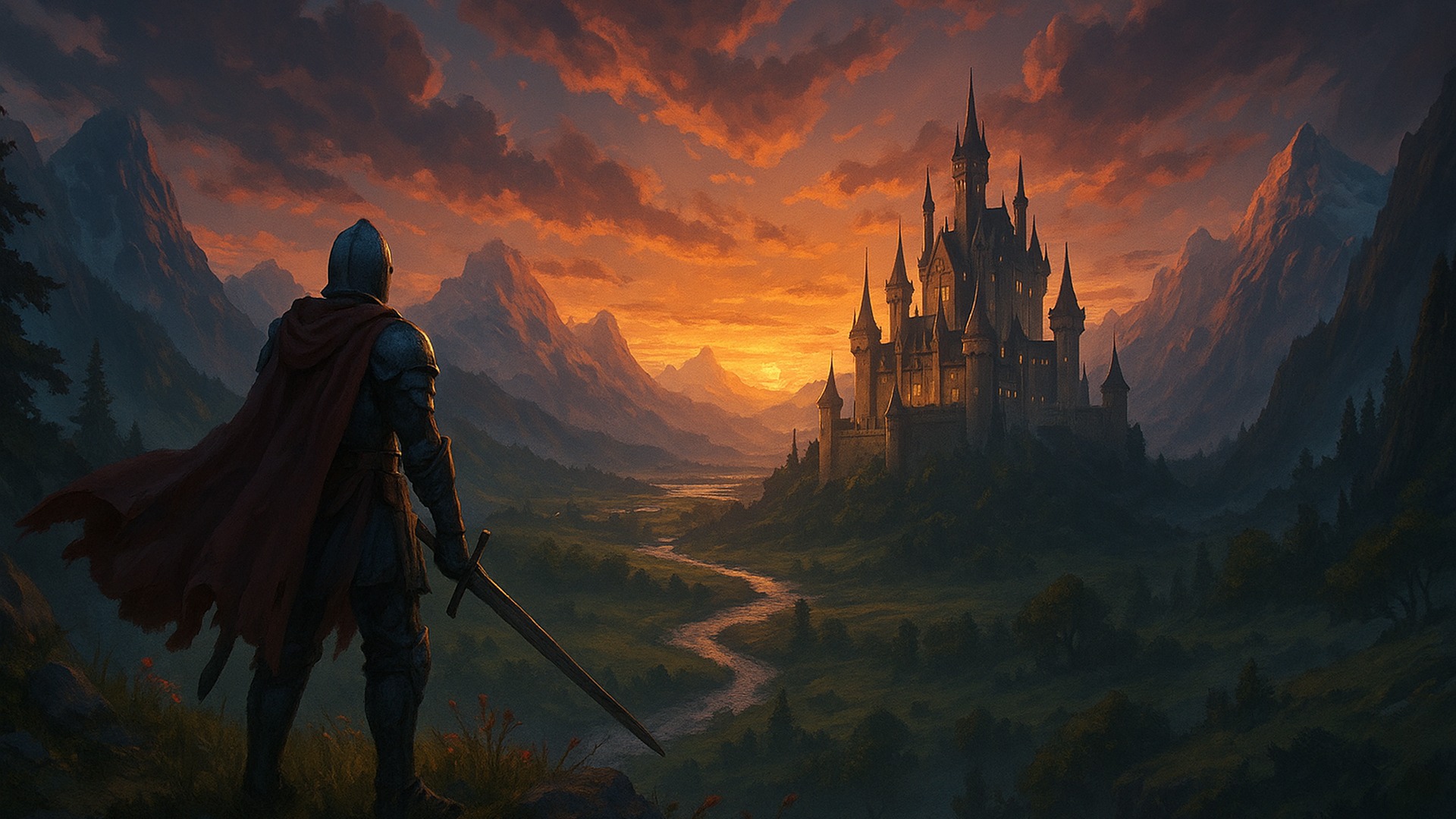 Fantasy castle dragon HD wallpaper