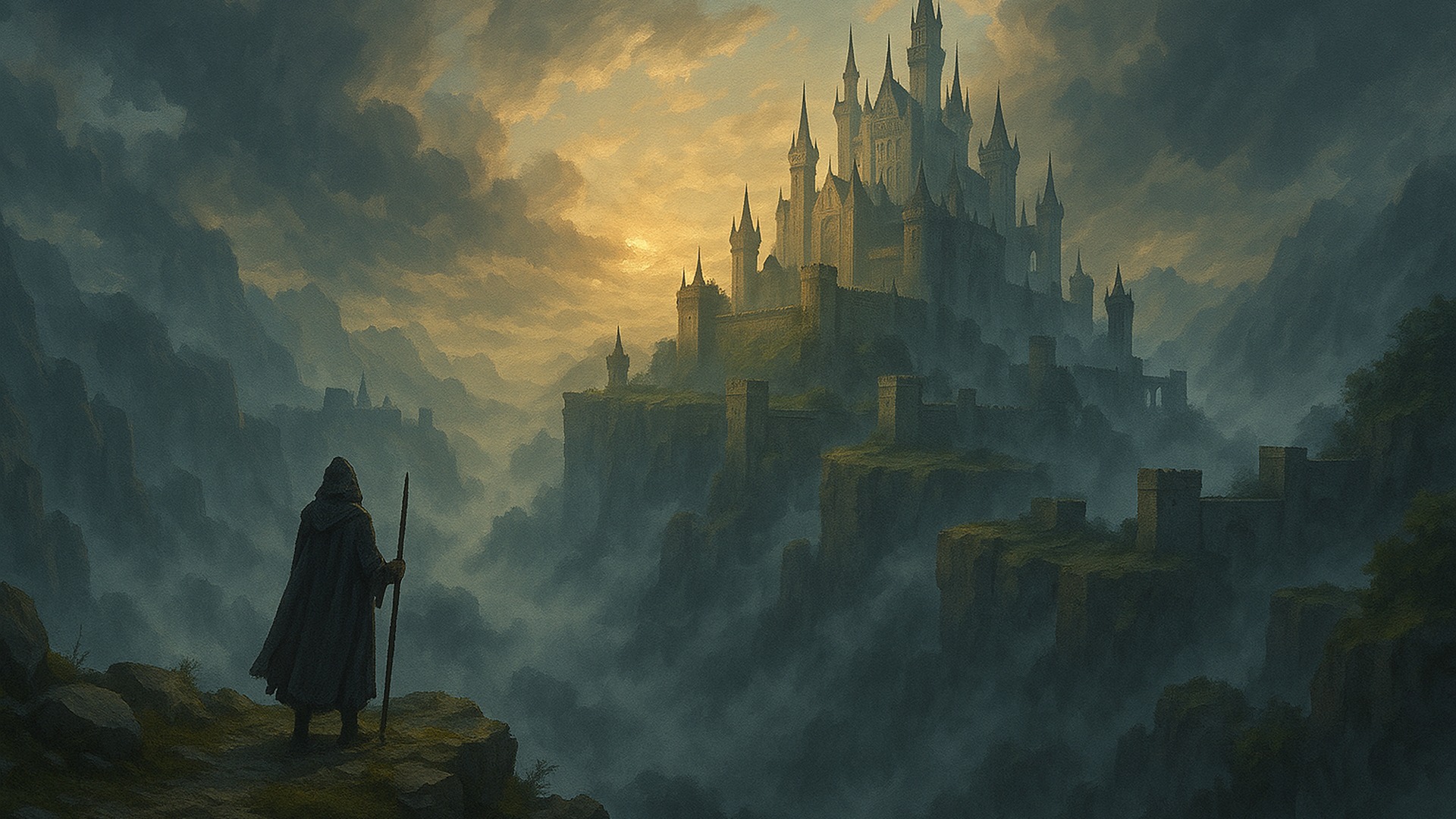 Fantasy castle dragon HD wallpaper